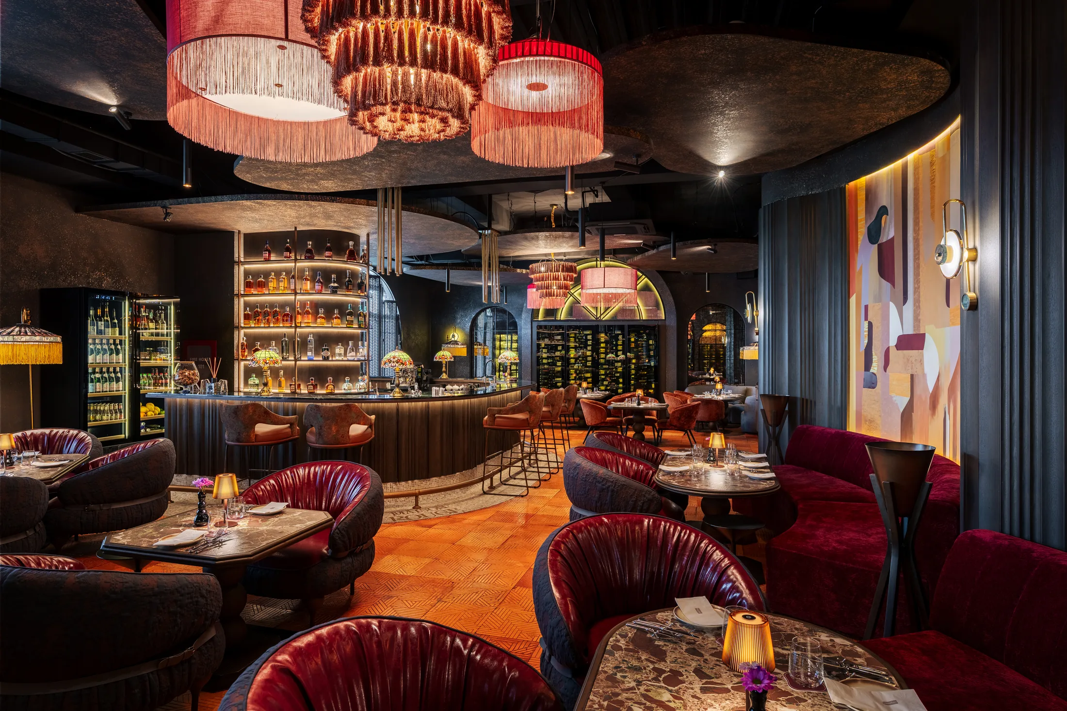 Maison Rouge evening interior
